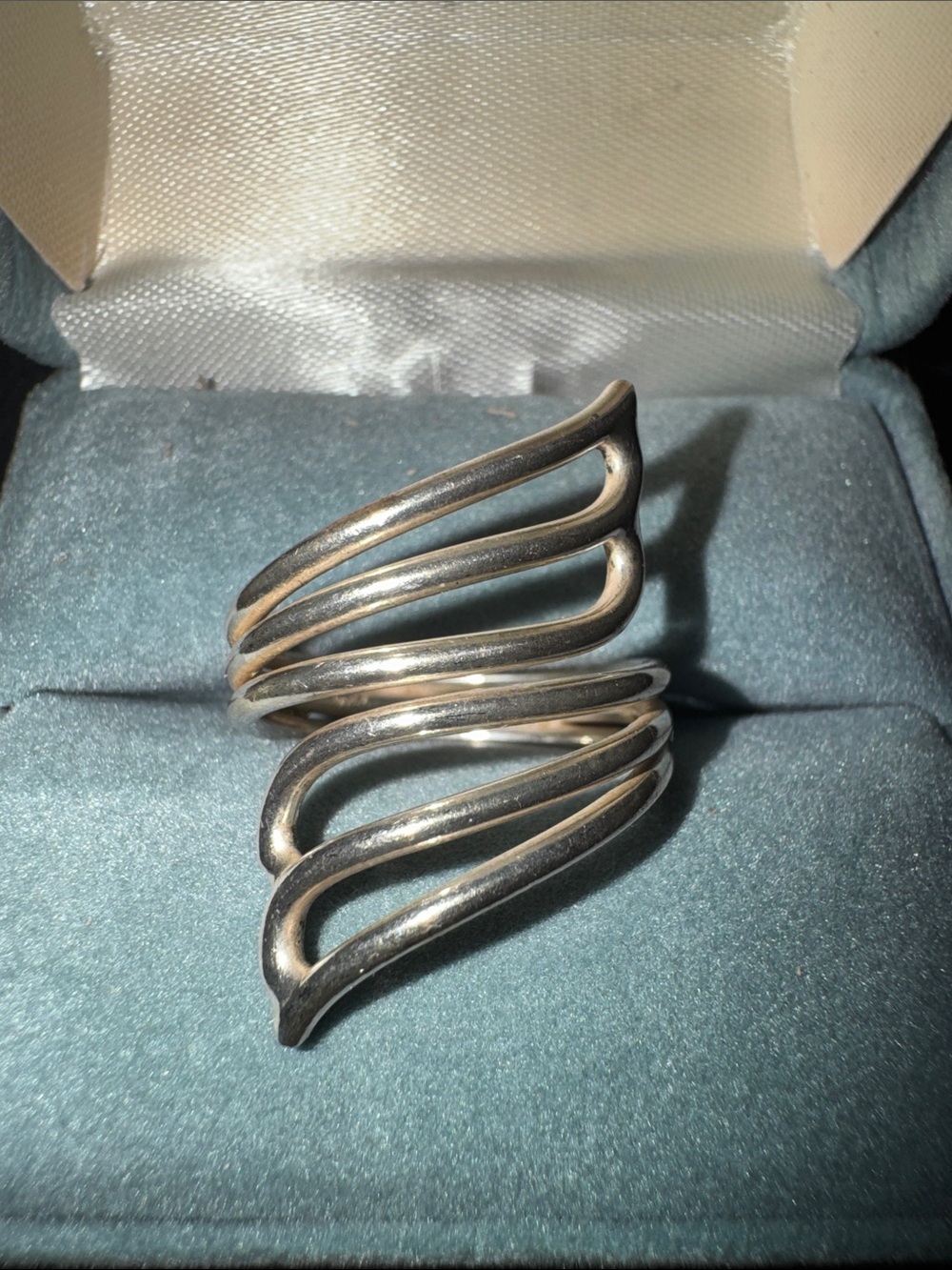 Sterling Silver Wave Spiral Ring - Silver